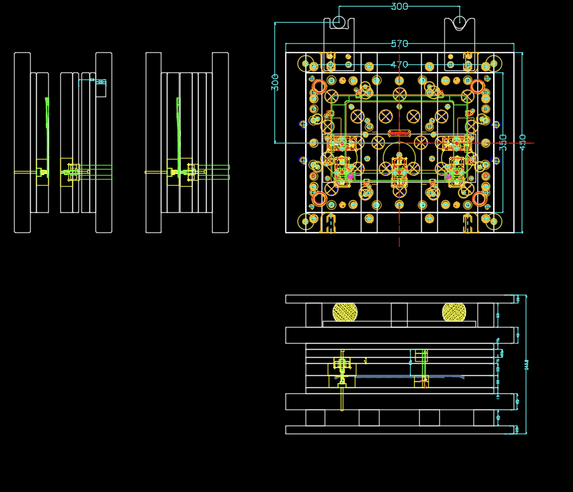 铝制电脑外壳冲压打螺丝孔冲孔模具设计图